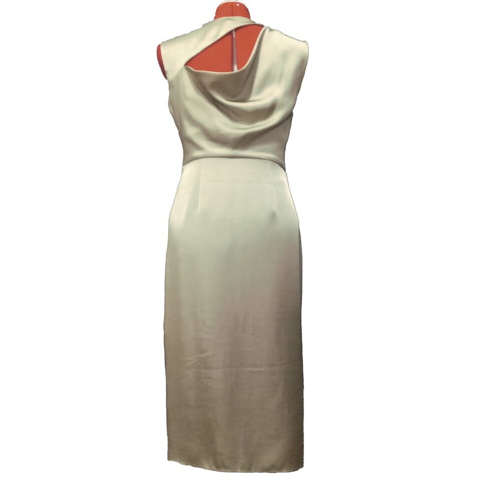 Reiss Cream Asymmetrical Sleeveless Draped Dress - Picture 2 of 8